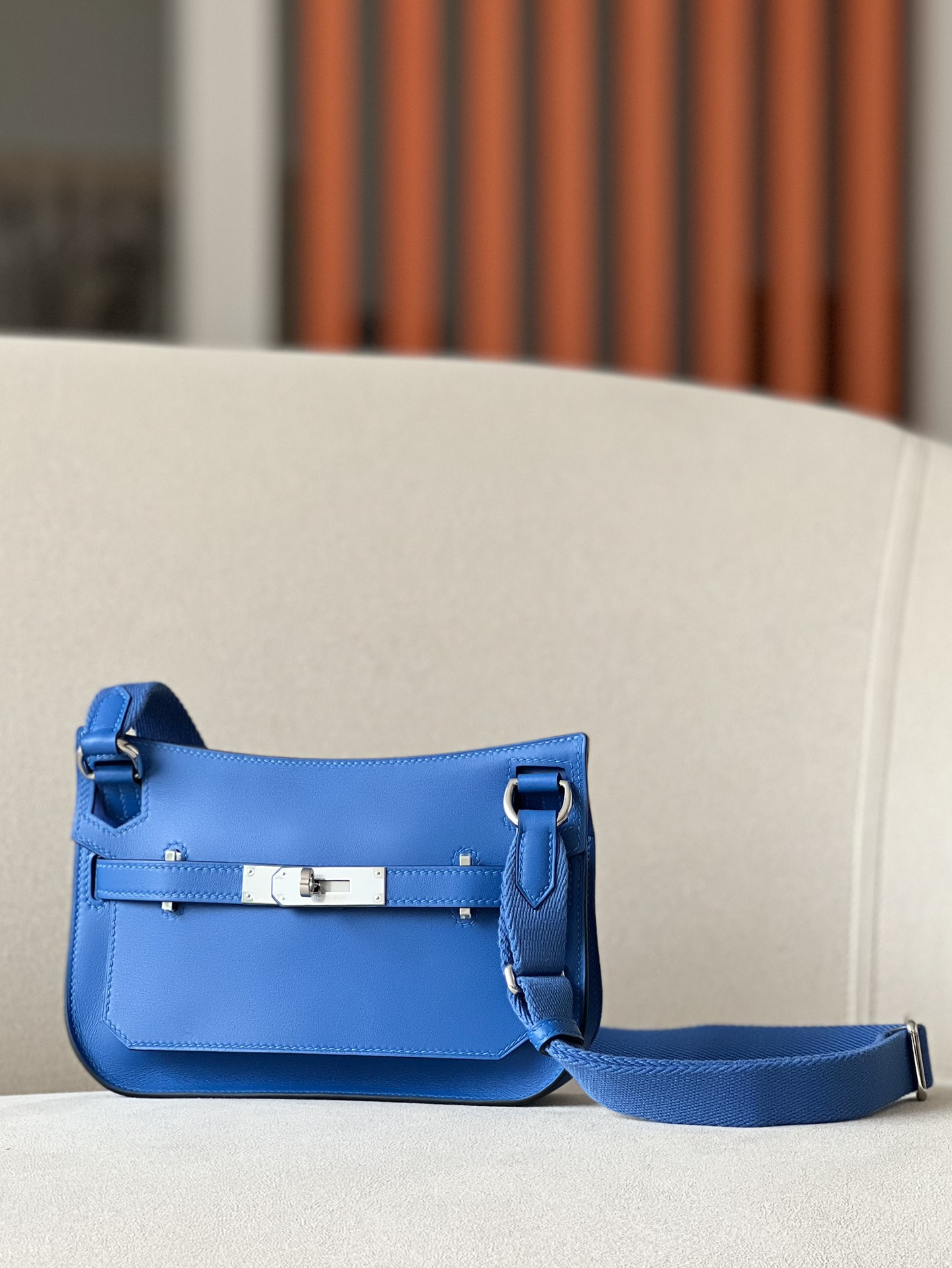 Hermes Jypsiere Mini Shoulder Bag In Blue Swift Leather